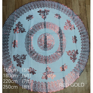 Lace Table Cloth Round (RED GOLD)